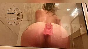 Pussy dripping from anal play in shower