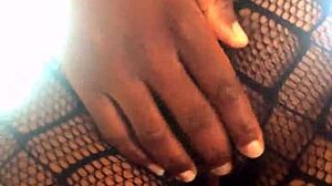 18 Year Ebony Teased and Fucked Hard in Sexy Stockings