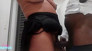 Security makes me suck big black cock in bathroom