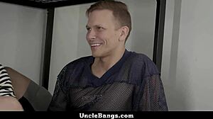 Football players bang nerdy boy hard to join their game