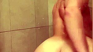 Pussy dripping from anal play in shower