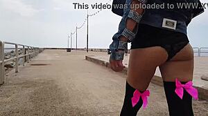 public squirt masturbation on beach gets wet