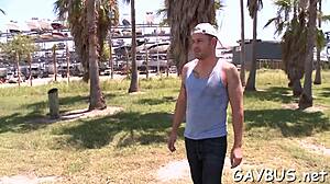 Gay hunk sucks and fucks to orgasm.