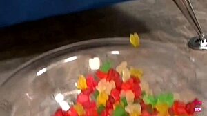 Smoking hot brunette plays with her feet and gets rammed from behind doggy style