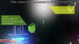 Horny Blue Hair Bitch Deepthroats Futa Cock In Hentai!