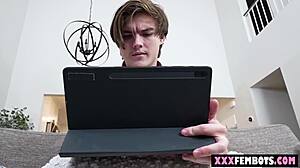 Young Guy Orders Hot Brunette Robot for Cuddling and Fucking!