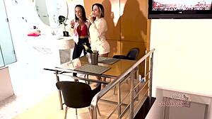 Pretty Pornstar Licks Pussy in Hotel Lingerie Bisexual Scene