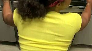 Ebony Crossdressing Performer Uses Toys