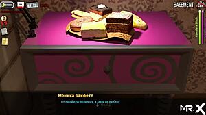 Breasts massage legs in anime game