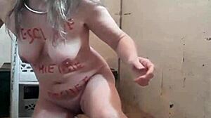 Slave feels humiliation training with toys in outdoor cellar