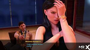 Breasts massage legs in anime game