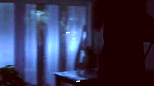 Two scared chicks boldly fuck instead of horror