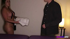 Hidden cam catches Nikki's massage parlor action