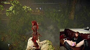 British gamer slut forgets cam on while masturbating with dildo