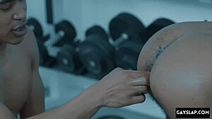 Hot black twink fucks big ass in interracial gay sex