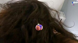 Hot brunette milf in lingerie gives blowjob and gets cum on pussy!