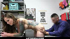 shoplifter milf gets banged by mall guard to leave