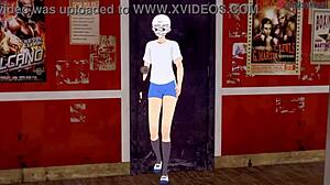 Eris gives blowjob at gym in hentai.