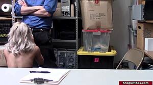 teen babe fucks officer to get free in lingerie at work