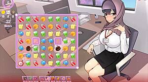 in this hentai game, my tsundere boss teases with massive tits out of her outfit 😘🎮