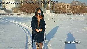 Winter naked stories of flashing pussy in snow