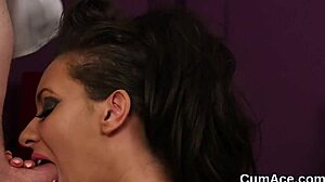 Horny Peach Gets Cumshot On Face Swallowing All Jism