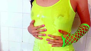 Wet tits shine through shirt on amazing latina ass