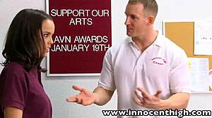 Dillion Harper Poses Innocently in Classroom Uniform