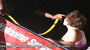 College girls rip wet shirts off during spring break flashing in public.