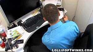 Naughty twinks' office anal session with monster cocks.