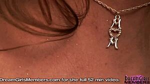 tanned big tit milf strips naked on sofa during interview