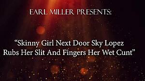 Skinny Sky Lopez fingers wet cunt next door!