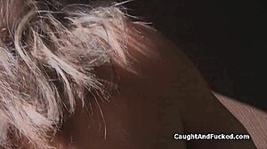 Getting sucked by big tit milf neighbour in homemade hardcore pov blowjob while voyeur watches.