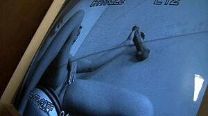 hot chick sucks cock through glory hole