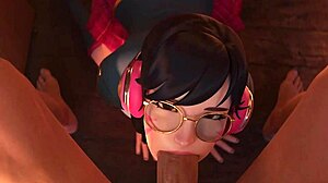 Schoolgirl d.va gets a facial after a deep throat job