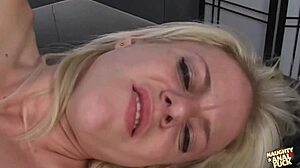 Blonde office lady gets her mouth fucked in 69 and her asshole opened up