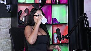 loira safada beatriz sampaio shows breasts after admitting disgusting fetish in sheer red lingerie