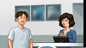 In Summertime Saga, manager's daughter Kimmytoons sucked my dick behind the desk at work.