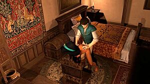 Flynn fucks jasmine in standing anal aladdin tangled parody