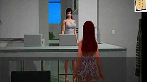 in my new family episode 89, the redhead amateur explores her big tits in this cartoon game.