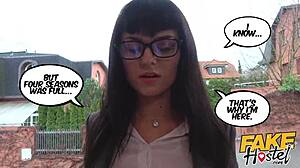 Fake hostel posh woman and dirty redhead teen juicy threesome