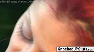 Redheaded Pregnant Babe Teases Before Outdoor Encounter