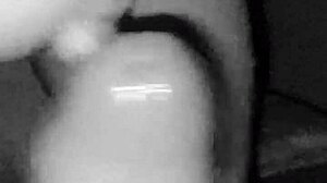 juicy milf jerks off lovers cock he cum on her big tits.