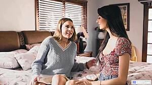 Busty lesbian enjoys both girlfriends in steamy threesome. Can't choose just one!