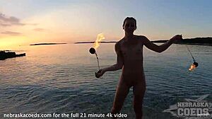 I love watching nude fire dancing on the beach at sunset