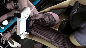 succubus late at night riding in 3d cartoon anime