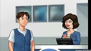 In Summertime Saga, manager's daughter Kimmytoons sucked my dick behind the desk at work.