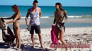 Intense bondage hypnosis dominates excited young tourists with fingering