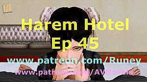 Harem hotel 45 game scene in the hotel room.