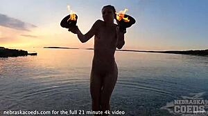 I love watching nude fire dancing on the beach at sunset